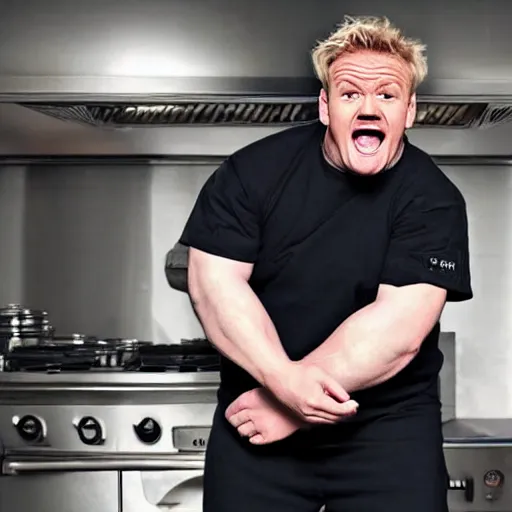 Prompt: obese gordon ramsey shouting and screaming