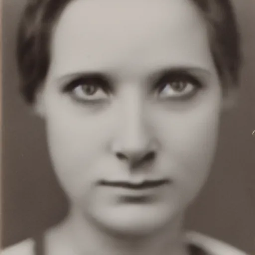 Image similar to beatiful frontal portrait of a woman with 4 eyes, monochrome photograph taken in 1910, grainy, film grain