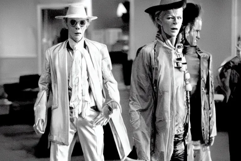 Prompt: david bowie playing doc emmet brown in back to rhe future