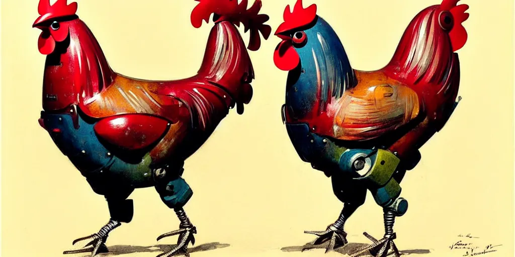 Image similar to ( ( ( ( ( 1 9 5 0 s retro future robot rooster. colourful. ) ) ) ) ) by jean - baptiste monge!!!!!!!!!!!!!!!!!!!!!!!!!!!!!!