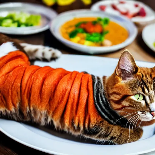 Image similar to cat - kebap - hybrid, animal photography, food photography, delivery service