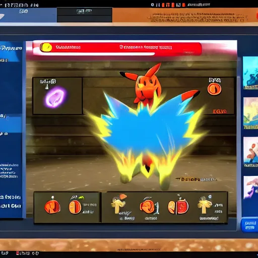 Image similar to the new fire pokemon starter, game ui, 4 k