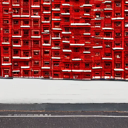 Image similar to the buildings of london made from fresh tomato slices. urban atmosphere. high quality 8 0 mm photography.