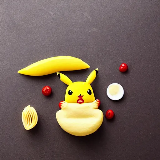 Image similar to hyperrealistic photo of pikachu shaped pasta