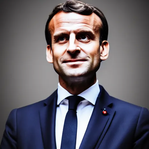 Image similar to King of Prussia Emmanuel Macron, 50mm photography, high quality, 4K