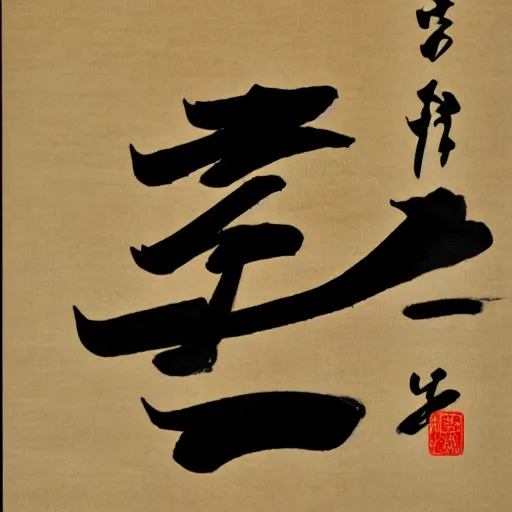 Image similar to the word dragon written in a japanese calligraphy scroll,