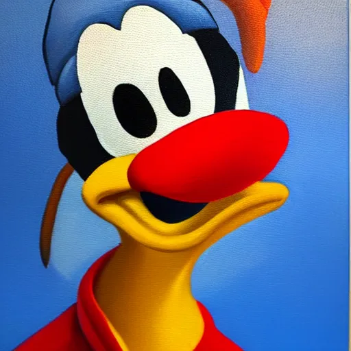 Prompt: donald duck, oil painting