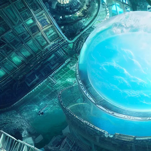 Prompt: massive sprawling underwater Atlantis, in a glass dome, metropolis hyper realistic octane render 4k neon colors