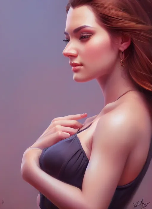 Image similar to photo of a gorgeous young woman in the style of stefan kostic, realistic, sharp focus, 8k high definition, insanely detailed, intricate, elegant, art by stanley lau and artgerm