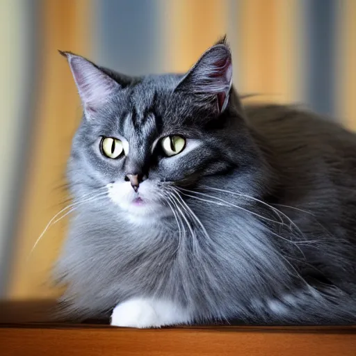 Prompt: long haired gray cat as tony soprano