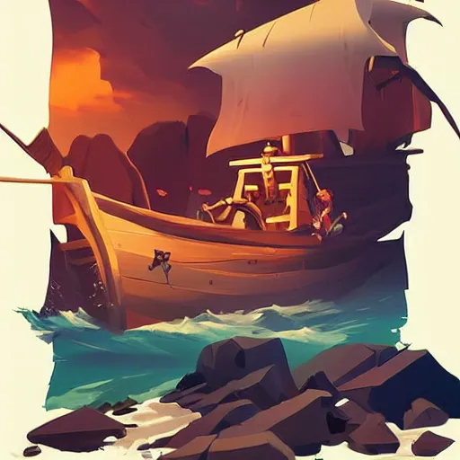 Image similar to painting treasure on sea of thieves game smooth median photoshop filter cutout vector, behance hd by jesper ejsing, by rhads, makoto shinkai and lois van baarle, ilya kuvshinov, rossdraws global illumination