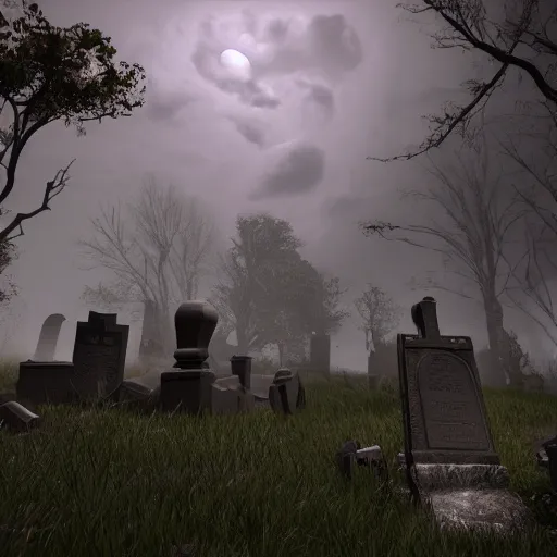 Prompt: grave robbers in graveyard on a stormy night,unreal engine,-n 9