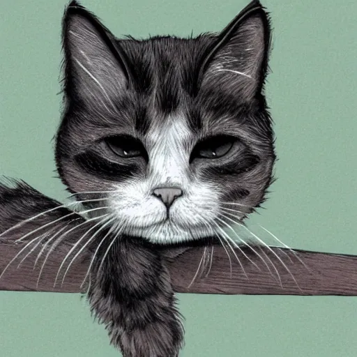 Image similar to sad cat cartoon highly detailed, smooth, sharp focus