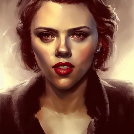 Image similar to scarface played by scarlett johansson, face portrait, hd shot, digital portrait, elegant, beautiful, fantasy art, artstation, comic style, by artgerm, guy denning, jakub rozalski, magali villeneuve and charlie bowater