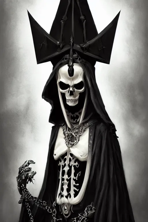 Prompt: portrait of an dark ominous skeleton king dressed in black robes wielding deadly electric powers, oil on canvas, gothic style, ornate, elegant, highly detailed, concept art, trending on artstation