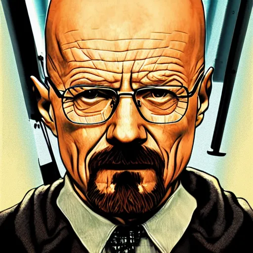 Prompt: walter white anime cover, 4 k, poster art, cinematic