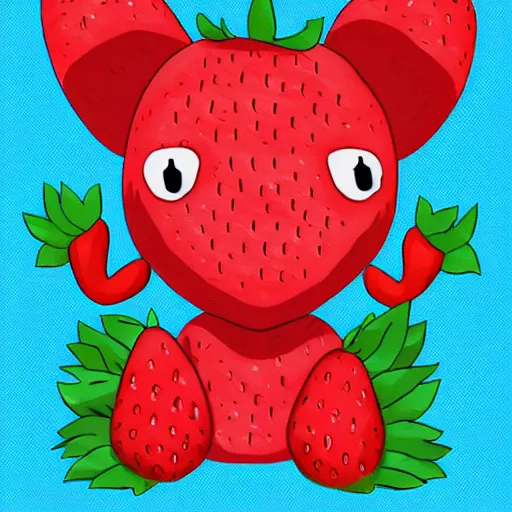 Image similar to adorable strawberry creature trending on pixiv