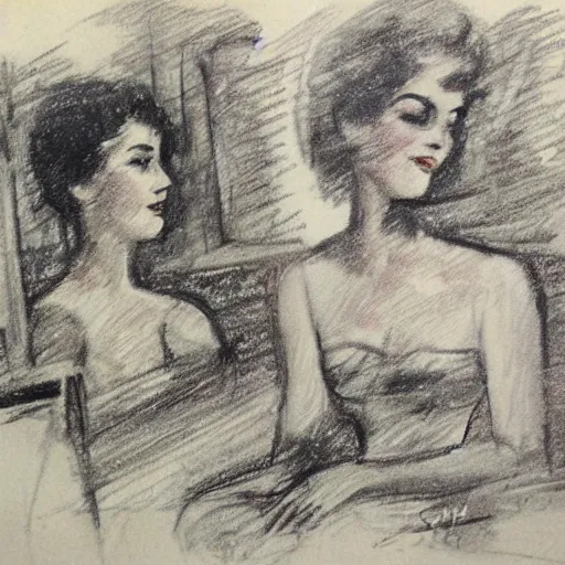 Prompt: vintage hand sketched drawing 1 9 6 0's