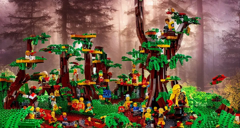 Prompt: lego and magic forest, by André François