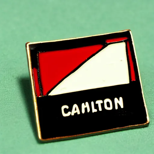 Prompt: a square enamel pin of a caution fire hazard label, smooth curves