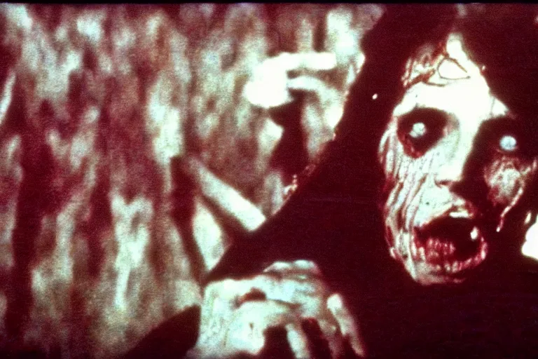 Image similar to forgotten vhs footage of experimental movie blood horror practical zombie lovecraftian fx by david cronenberg and john carpenter 1 9 7 0, faded film grain, muted color