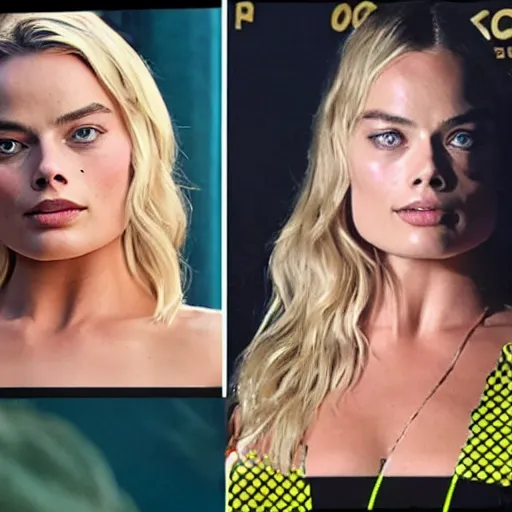 Image similar to hulk margot robbie