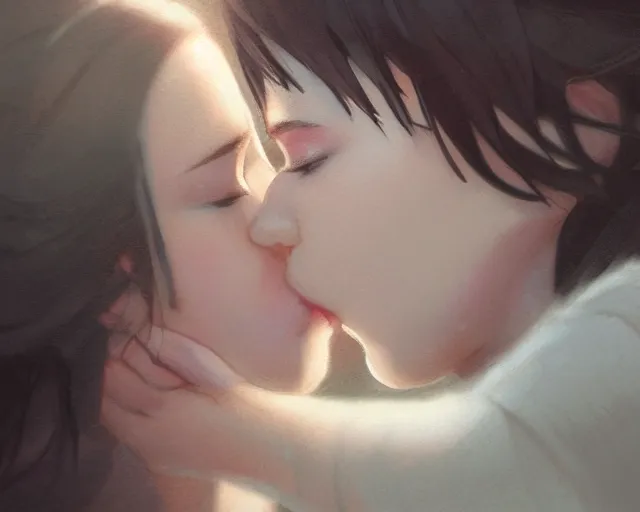 Image similar to girl kissing another girls neck, sharp details, sharp focus, elegant, highly detailed, illustration, by jordan grimmer and greg rutkowski and pine ( ハイネ ) and 薯 子 imoko and 香 川 悠 作 and wlop and maya takamura, intricate, beautiful, trending artstation, pixiv, digital art