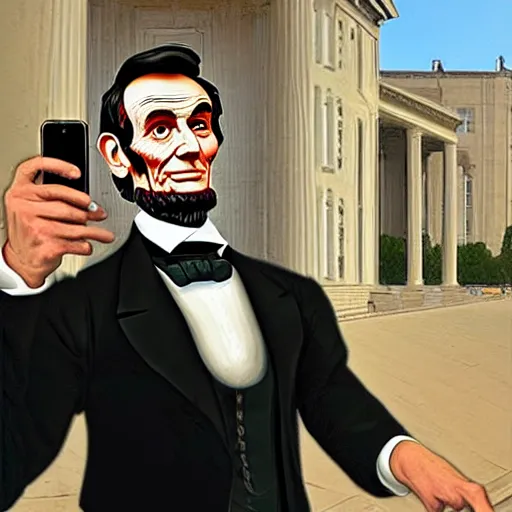 Prompt: Abraham Lincoln iPhone selfie