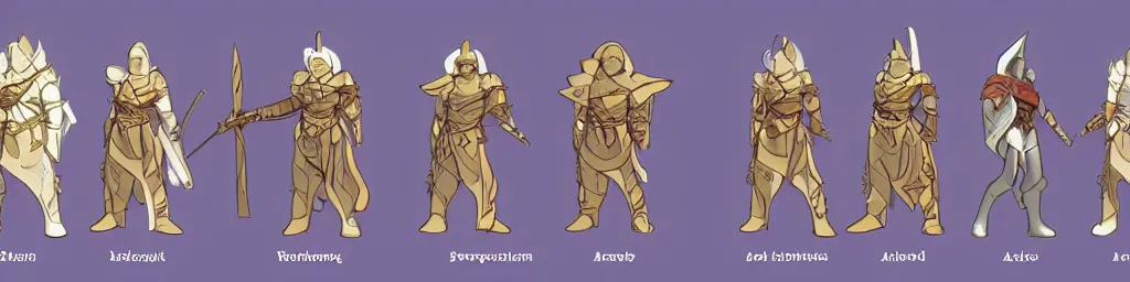 Image similar to dnd paladin character turnaround sheet, rpg, isometric isometric isometric, 8 views, d & d, trending on artstation