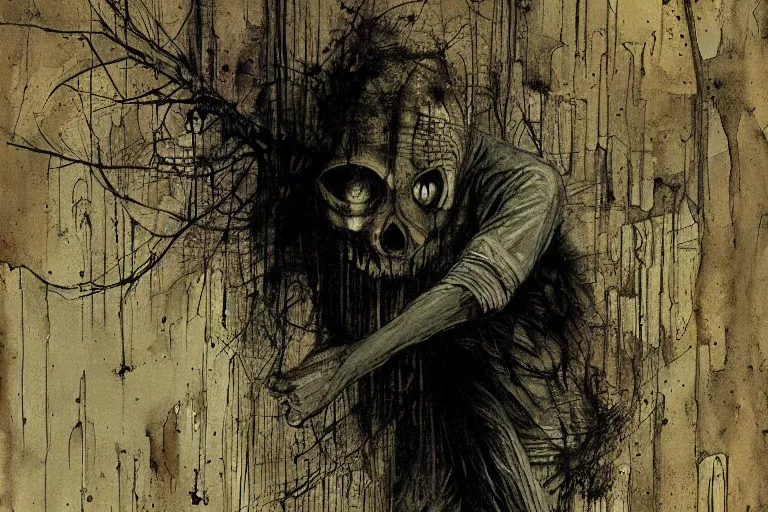 Image similar to horror painting of Missing 411 anomaly by ben templesmith