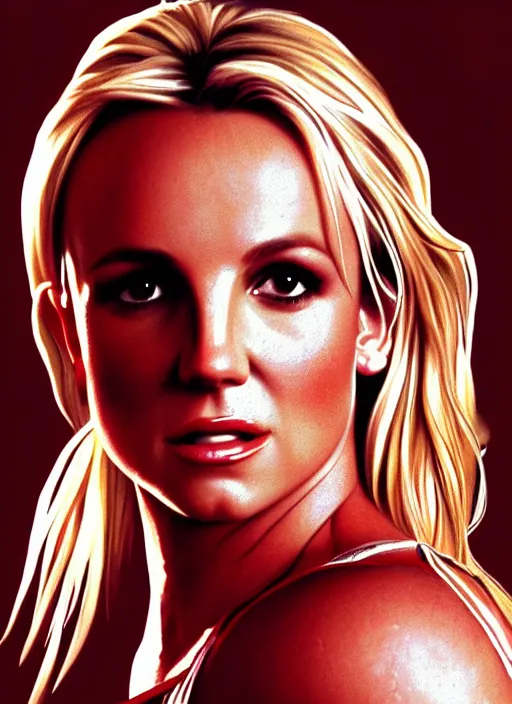 Image similar to A film still of Britney Spears as John Mcclane in die hard, highly detailed, digital painting, artstation, concept art, sharp focus, illustration, cinematic lighting, art by artgerm and greg rutkowski and alphonse mucha diffuse lighting, fantasy, intricate, elegant, highly detailed, lifelike, photorealistic, digital painting, artstation, illustration, concept art, smooth, sharp focus, art by John Collier and Albert Aublet and Krenz Cushart and Artem Demura and Alphonse Mucha