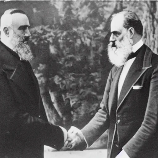 Image similar to theodor herzl shaking hands with franz joseph