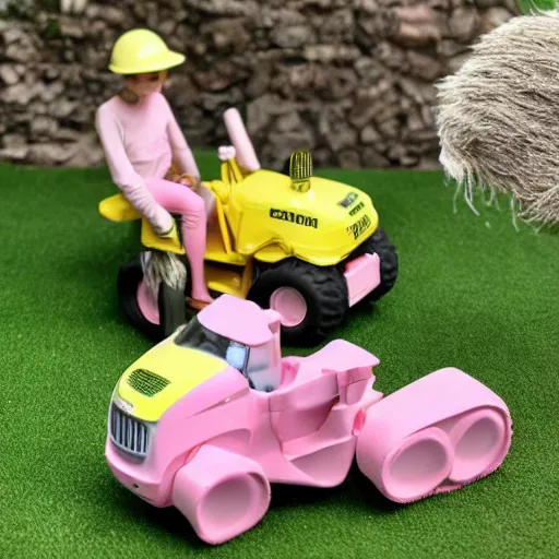 Image similar to a very soft persian pink plush john deere with pluche