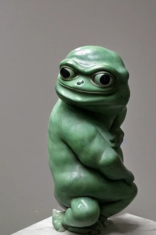 Prompt: marble sculpture of Pepe the Frog by Gian Lorenzo Bernini,