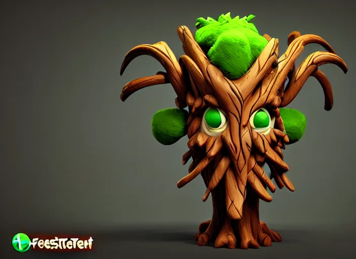 Image similar to festeroot wooden ent leshy treant head, stylized stl, 3 d render, activision blizzard style, hearthstone style, darksiders art style