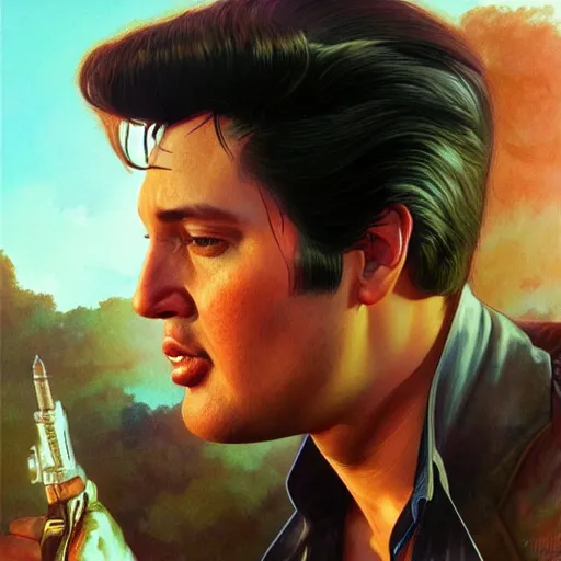 Prompt: ultra realistic illustration, wide angle shot, elvis as elon musk, intricate, elegant, highly detailed, digital painting, artstation, concept art, smooth, sharp focus, by artgerm and greg rutkowski and alphonse mucha