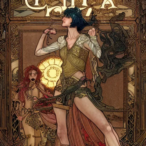Image similar to a detailed tarot card of disco elysium video game, intricate, elegant, highly detailed, 4 k, digital painting, artstation, concept art, sharp focus, volumetric lighting, octrane render, art by rebecca guay and by arthur rackham and by alphonse mucha and by john william waterhouse