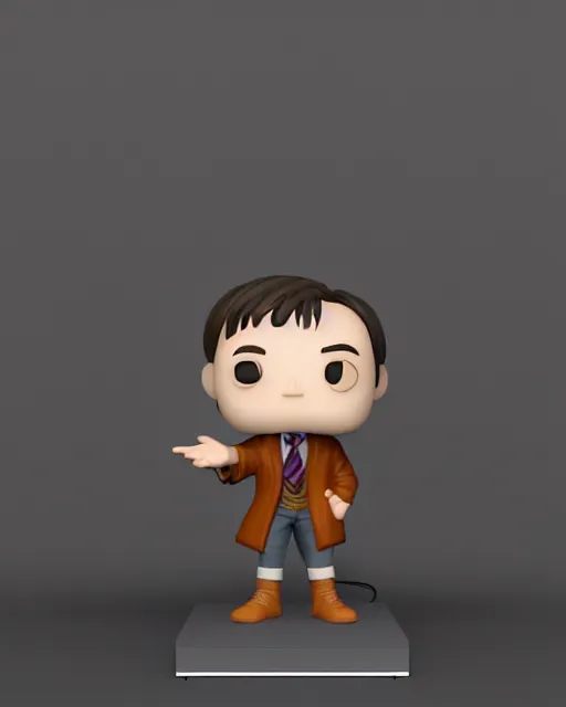 Prompt: full body 3d render of Harry Potter as a funko pop, studio lighting, white background, blender, trending on artstation, 8k, highly detailed