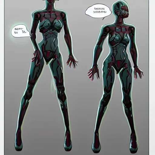 Image similar to Tall sweet woman with an athletic build. She is a bio-machine. There is a crystal in her chest that can be removed. She lost her arms in a fight and now has to use cybernetic ones that attach at the shoulder. Her face and eyes are sharp but kind. Facial features fit her face. Small ears. She has a tail that she wraps around her waist at times. Her hair is in a slightly messy bob and colored light blue. Digital character art trending on artstation.