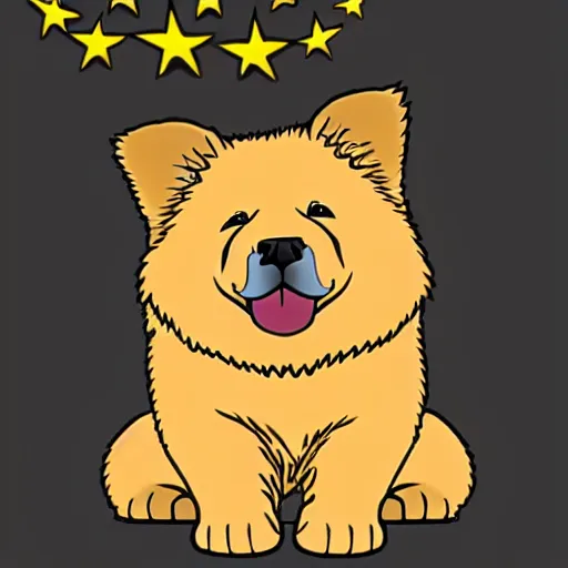 Prompt: a chow chow magician cartoon