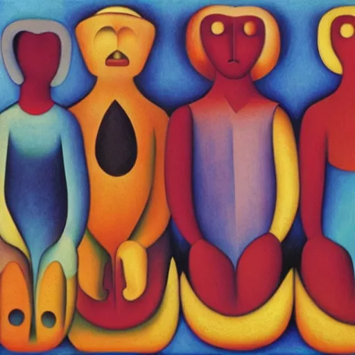 Prompt: workers ( 1 9 3 3 ), tarsila do amaral, oil on canvas