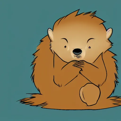 Image similar to a beaver whit fluffy fur drawn concept art