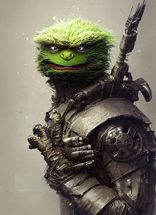 Image similar to Portrait Oscar the Grouch, marvel comics, dark, intricate, highly detailed, smooth, artstation, digital illustration by Ruan Jia and Mandy Jurgens and Artgerm and Wayne Barlowe and Greg Rutkowski and Frank Frazetta