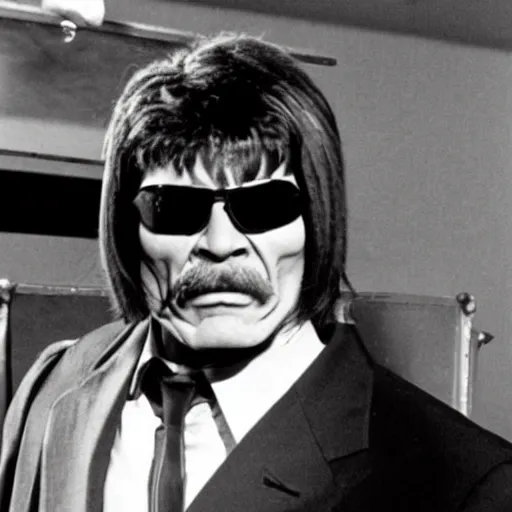 Prompt: Charles Bronson wearing the armor from doom