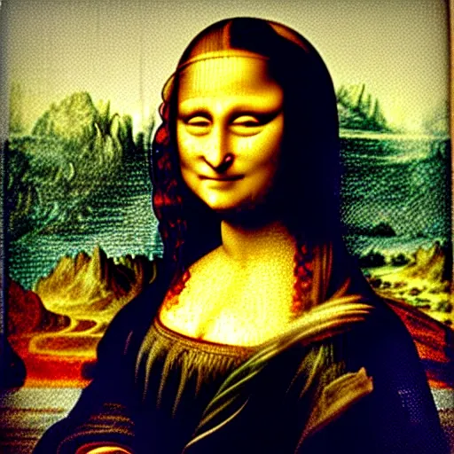 Prompt: Mona Lisa making a Duck-Face for her Instagram selfie