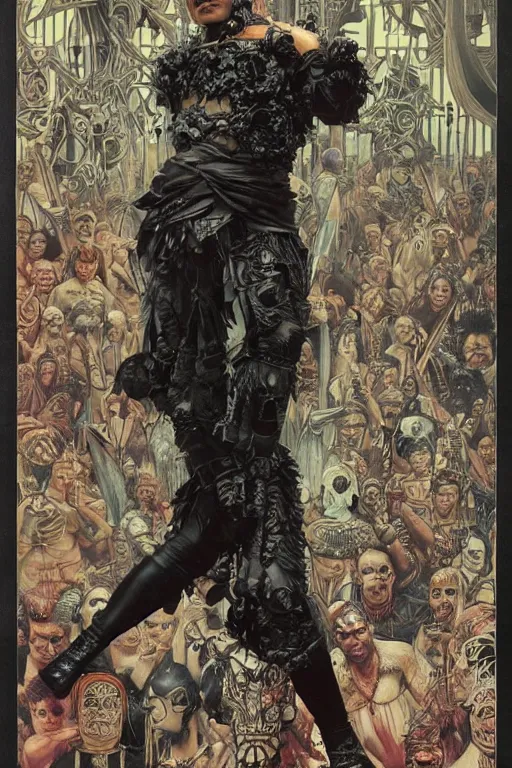 Prompt: full length portrait of temuera morrison as a tattooed gothic punk by lawrence alma tadema and zdzislaw beksinski and norman rockwell and jack kirby and tom lovell and greg staples