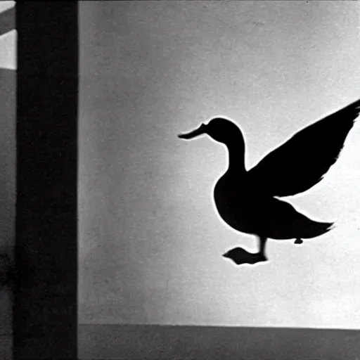 Prompt: a still of a duck in attack of the 5 0 ft. woman ( 1 9 5 8 )