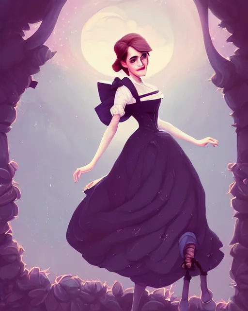 Image similar to beautiful full body Emma Watson goofy smiling dressed in victorian style fashion, photographic castle gardens background illustration by lois van baarle and loish and ross tran and rossdraws and sam yang and samdoesarts and artgerm, digital art, highly detailed, intricate, sharp focus, Trending on Artstation HQ, deviantart