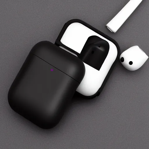 Image similar to black airpods pro case with marshmallow design on the case, studio, product photo