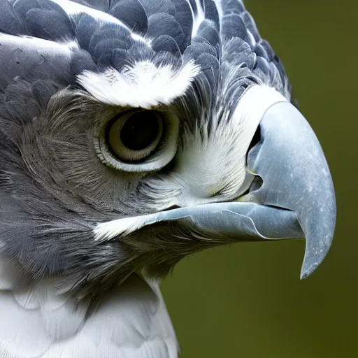 Image similar to close up of a side view face of a harpy eagle